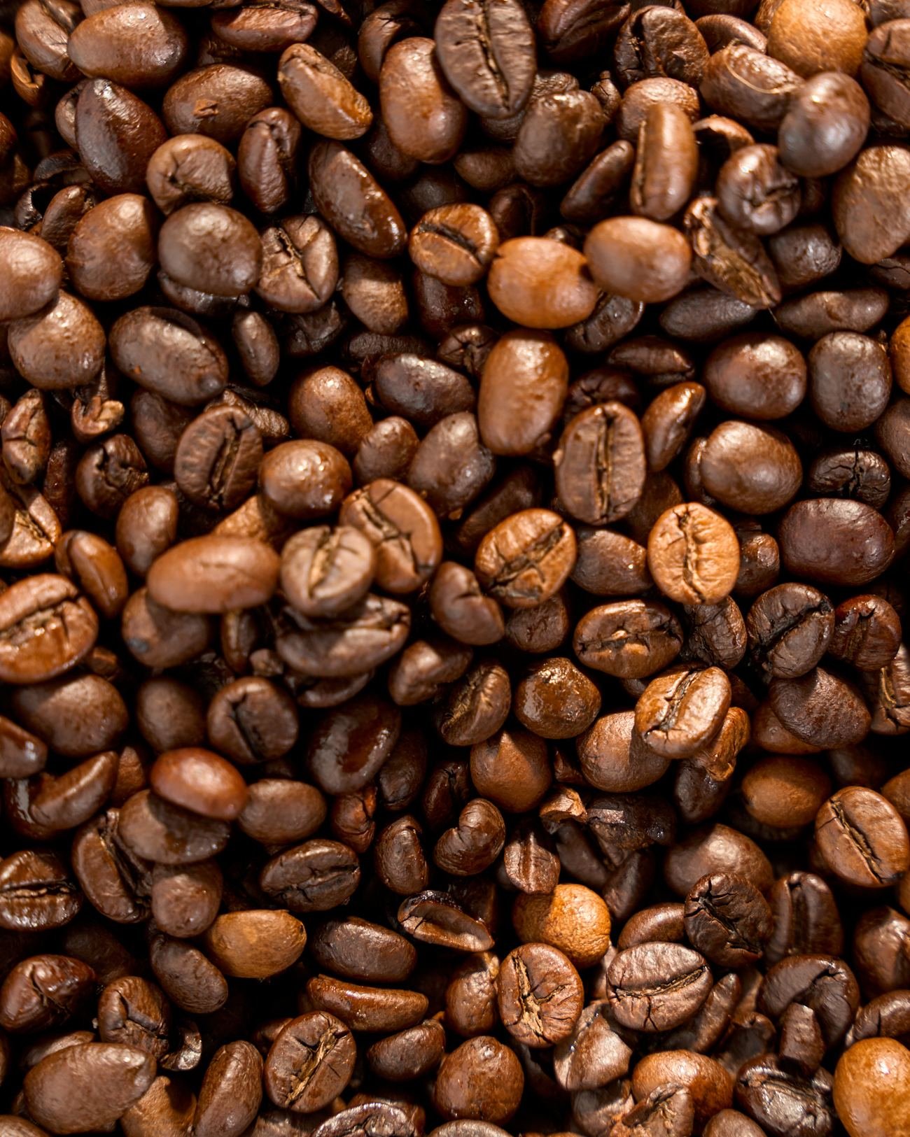 Granos de café tostado en primer plano